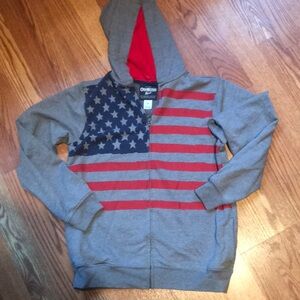 Gray Hoodie with American Flag Design